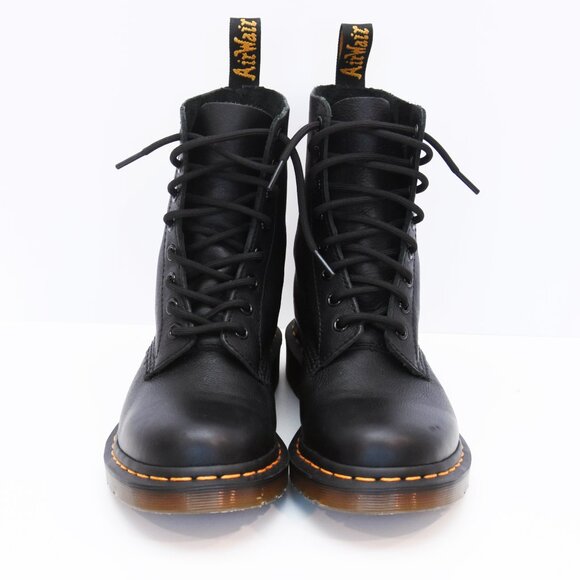 Dr. Martens Black Combat Boots Pascal Virginia Leather Lace Up Women Sz 7 US - Picture 4 of 15